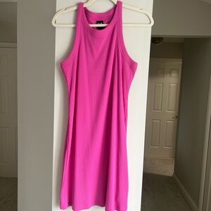 Pink Ribbed Tank Dress